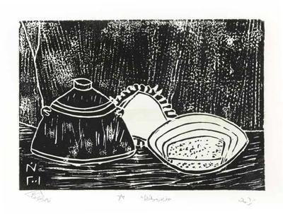 Traditional Items, 2001, Linoleum print