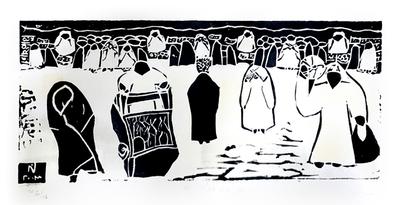 Traditional Market, 2003, Linoleum print