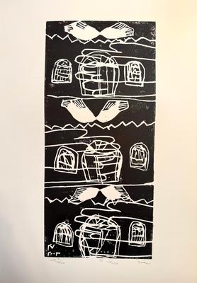 Traditional Song, 2003, Linoleum print