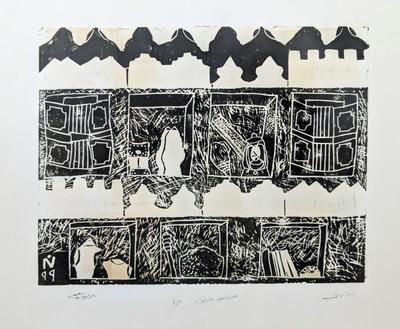 Traditional Wall Niches, 1999, Linoleum print
