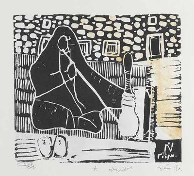 Traditional Woman, 2003, Linoleum print