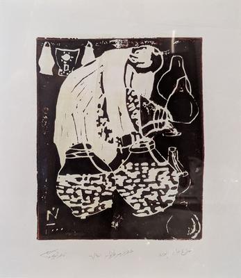 بائع ماء الورد, 2000, Linoleum print