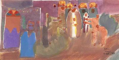 Untitled, 1993, Stencils, watercolors and pastels