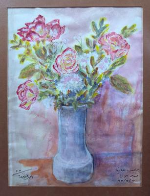 Vase with Flowers, 1985, Watercolour